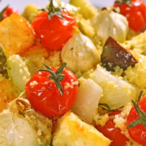Видео рецепт: Кус-Кус салата од печен зеленчук и биено сирење