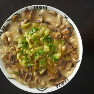 Гравче со печурки и зелени пиперки (посно)